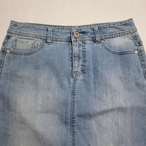Style & Co. Denim Tummy Control Skirt w/ Bling - Size 6 - Picture 4 of 7